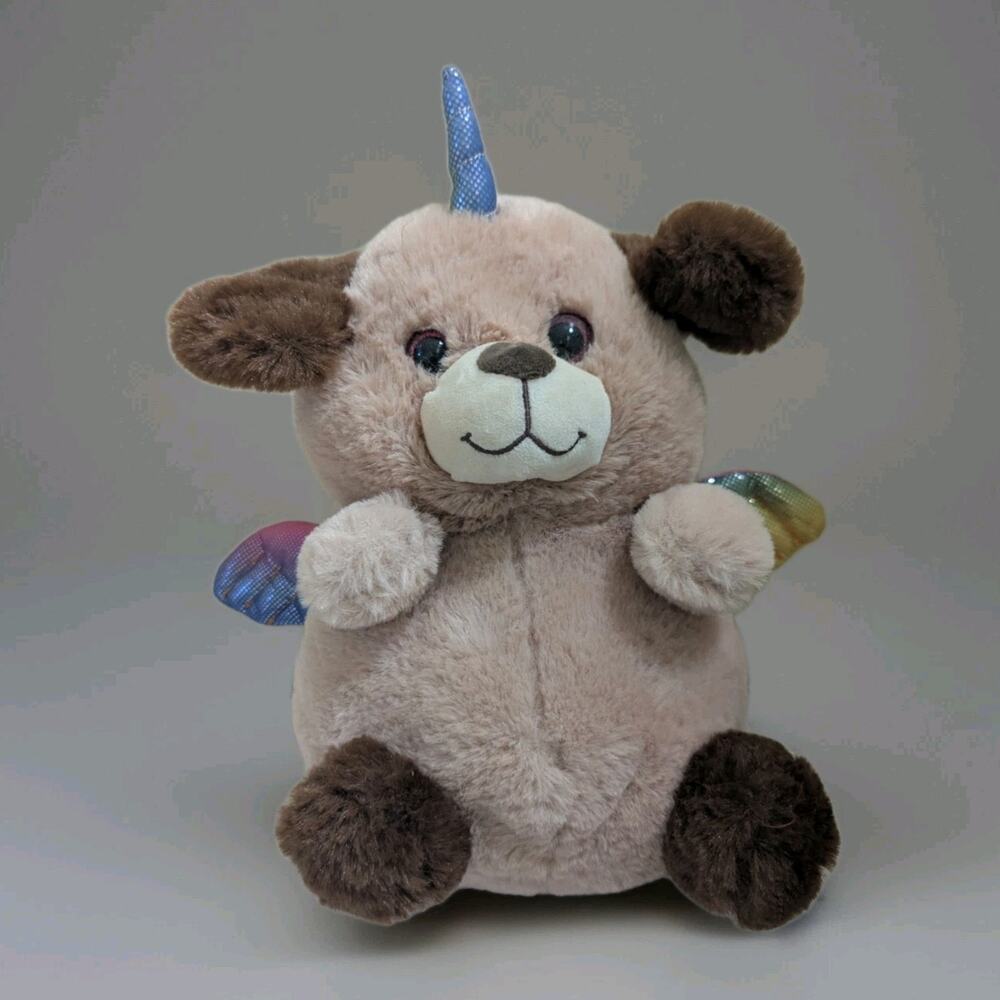 KellyToy stuffed animal plush puppy dog pegacorn 11" pink wings and horn 2018